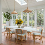 Dorine Striped Performance Linen & Rattan Dining Chair