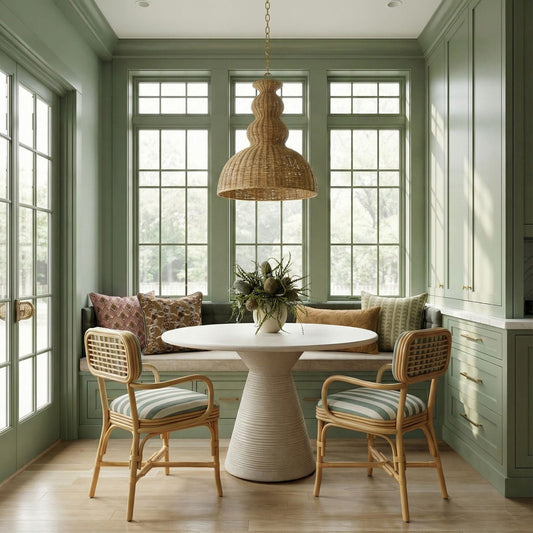 Dorine Striped Performance Linen & Rattan Dining Armchair