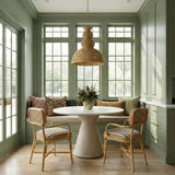 Dorine Striped Performance Linen & Rattan Dining Armchair