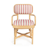 Dorine Striped Performance Linen & Rattan Dining Armchair