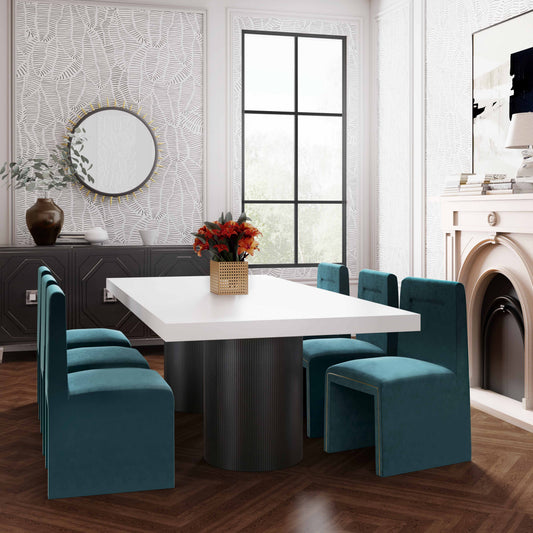 Nova 95" White Lacquer Rectangular Dining Table