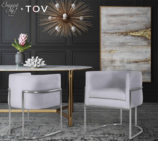Giselle Performance Velvet Dining Chair with Silver Base by Inspire Me! Home Decor