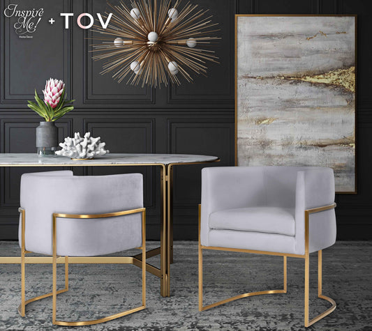 Giselle Performance Velvet Dining Chair with Gold Base by Inspire Me! Home Decor