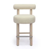 Carmel Cream Performance Boucle and Solid Wood Counter Stool