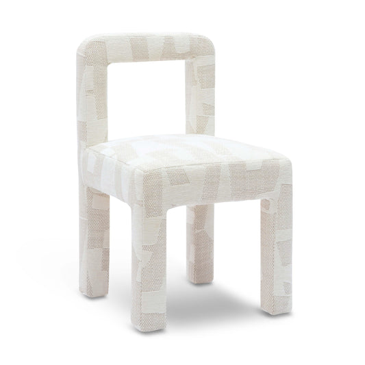 Hazel Cream Patterned Performance Jacquard Dining Chair