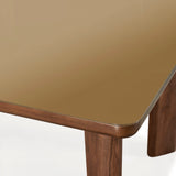 Oani  83" Walnut and Glass Rectangular Dining Table