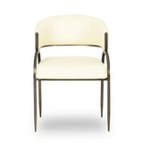 Tatum Cream 2-Tone Performance Vegan Leather and Jacquard Dining Chair