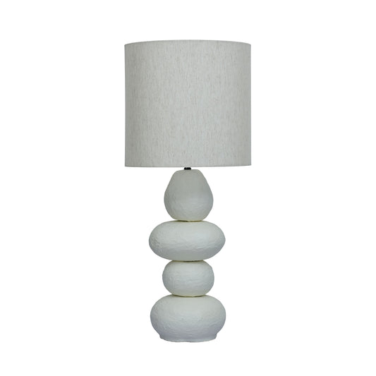 Pebble Cream Papier Mache Table Lamp