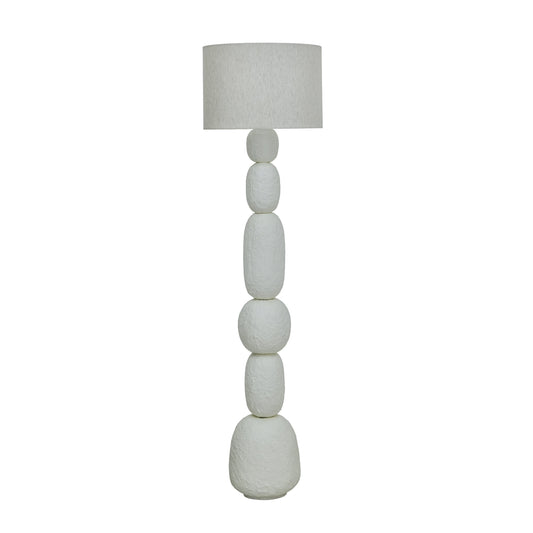 Pebble Cream Papier Mache Floor Lamp