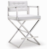 Director Performance Vegan Leather Stool with Silver Base