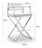 Director Performance Vegan Leather Stool with Silver Base