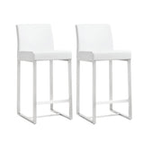 Denmark Performance Vegan Leather Stool with Silver Base - Set of 2