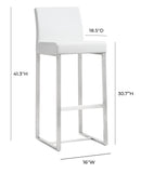 Denmark Performance Vegan Leather Stool with Silver Base - Set of 2