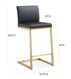 Parma Performance Vegan Leather and Gold Stainless Steel Counter Stool - Set of 2