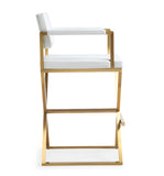 Director Performance Vegan Leather Stool with Gold Base