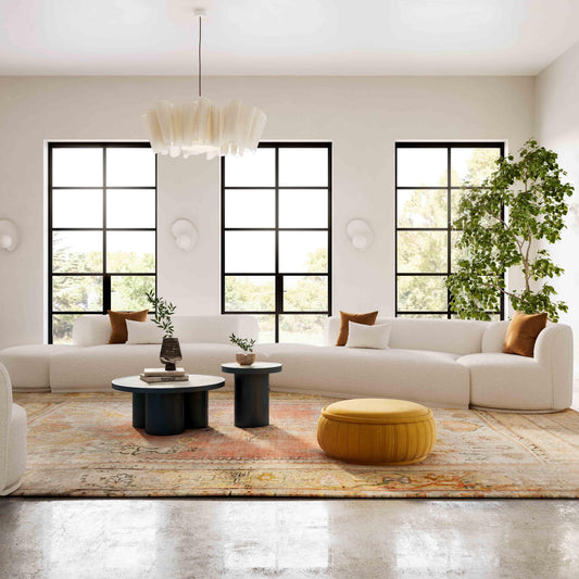 Fickle Cream Performance Boucle 5-Piece Modular Chaise Sectional