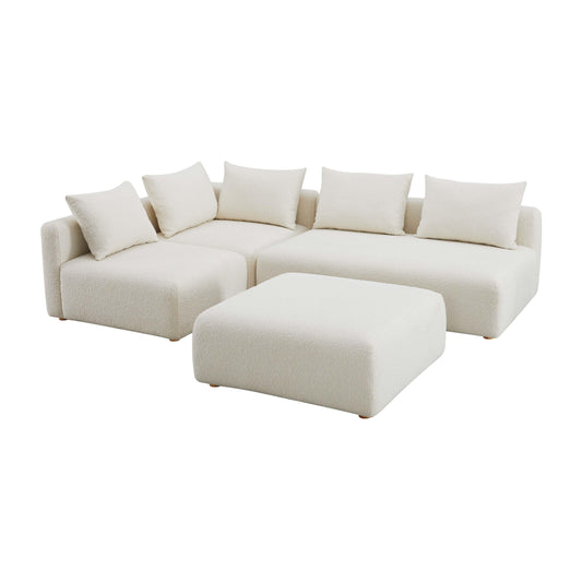 Hangover 4-Piece Cream Performance Boucle Modular Chaise Sectional