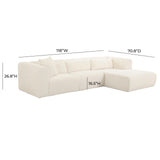 Tarra 3-Piece Fluffy Oversized Performance Corduroy Modular L-Shaped Sectional