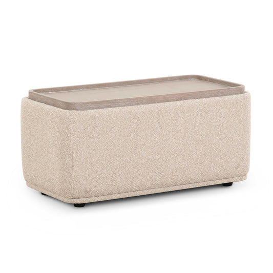 Sylvie Cream Performance Boucle Ottoman Table