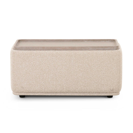 Sylvie Cream Performance Boucle Ottoman Table