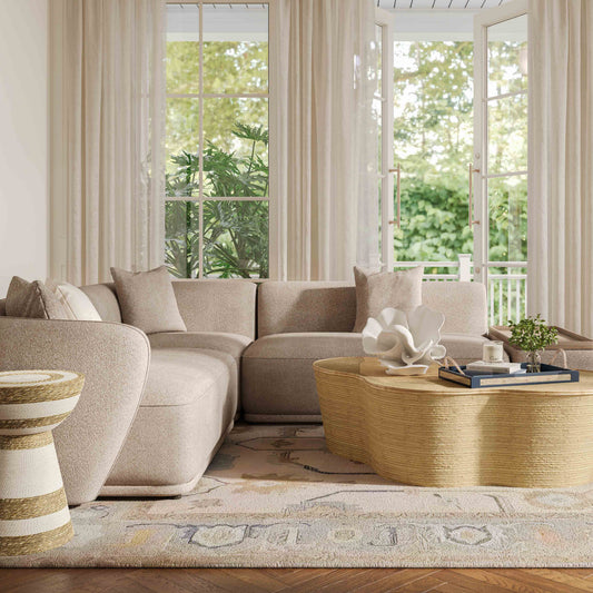 Sylvie 4-Piece Cream Performance Boucle Chaise Sectional
