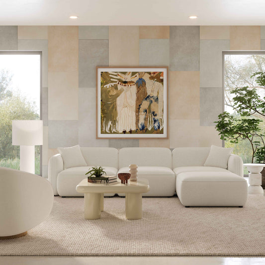 Travie 4-Piece Sand Upcycled Performance Linen Modular Sectional