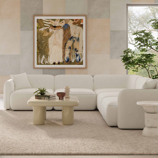 Travie 5-Piece Sand Upcycled Performance Linen Modular L-Sectional