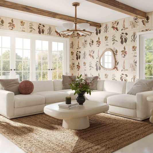 Perry Cream Performance Chenille Modular Armless Chair