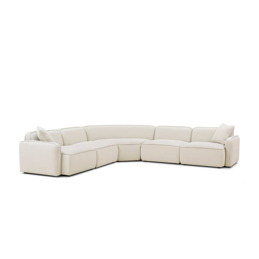 Travie 5-Piece Sand Upcycled Performance Linen Modular Large L-Sectional