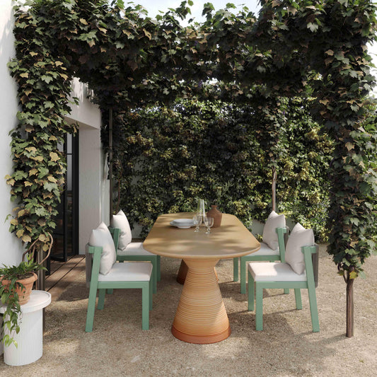 Fassa 87" Faux Terracotta Indoor / Outdoor Oval Dining Table