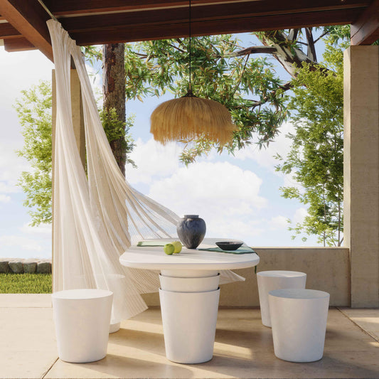 Margot 83" Light Grey Faux Plaster Indoor/Outdoor Concrete Oval Dining Table