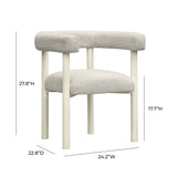 Jackie Cream Textured Contract-Grade Fabric Outdoor Dining Chair