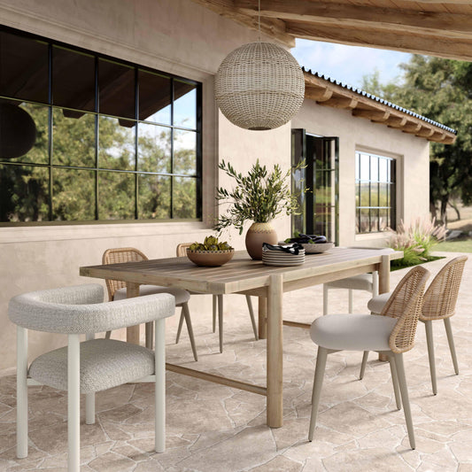 Alexa Rattan Performance Fabric Dining Chair