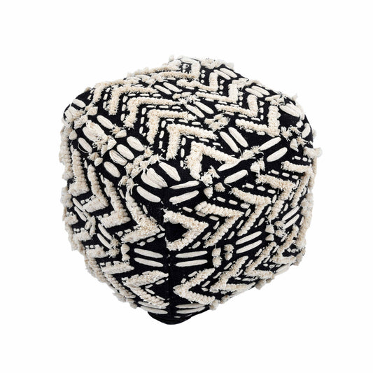 Mariel Black Cotton Pouf