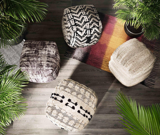Yorba Beige Cotton Pouf