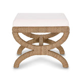 Kappa Cream Contract-Grade Fabric and Natural Seagrass Accent Stool