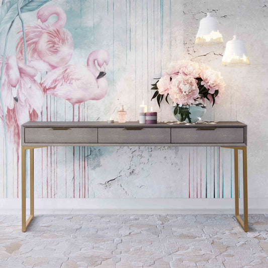 Pesce 59" Faux Shagreen 3-Drawer Console Table