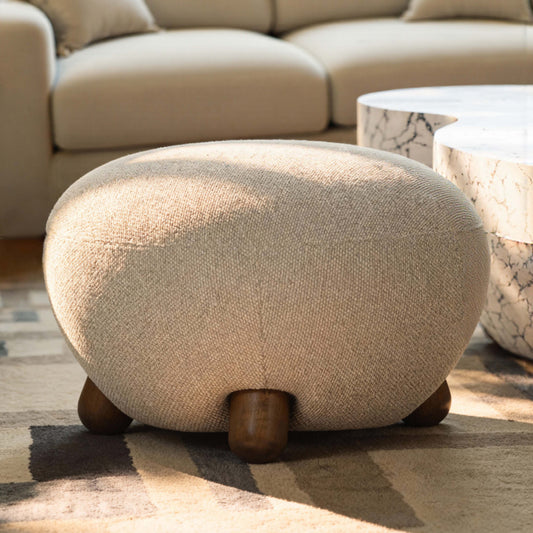 Pucker Warm Grey Performance Boucle Ottoman