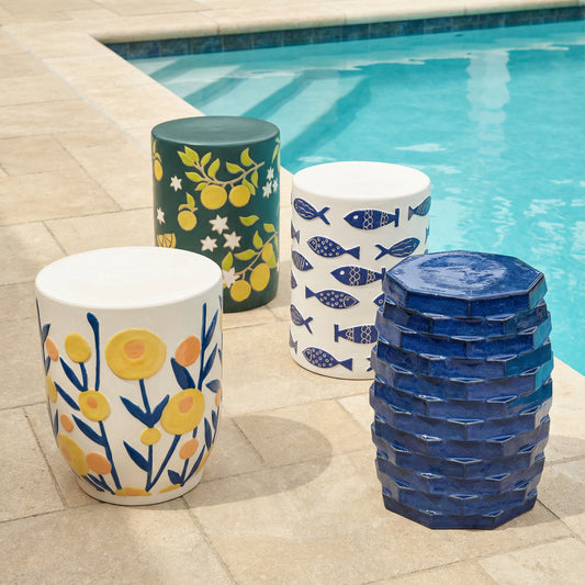 Trax Azul Blue Indoor/Outdoor Ceramic Side Table