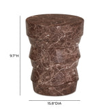 Ayon Faux Red Levanto Marble Indoor/Outdoor Concrete Side Table