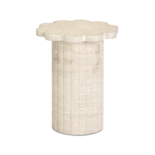 Blossom Washed Faux Travertine Indoor/Outdoor Concrete Side Table