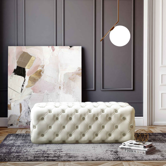 Kaylee 49" Performance Velvet Tufted Jumbo Ottoman