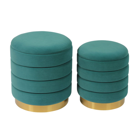 Saturn Velvet Storage Ottomans - Set of 2