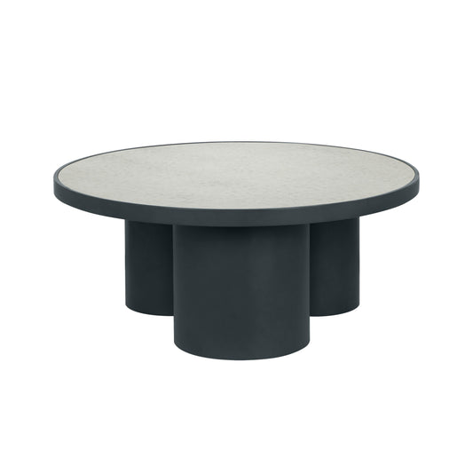 Nautilus 36" Antique Silver Mirrored Round Coffee Table