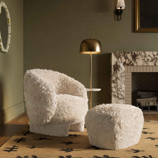 Britt Contract-Grade Vegan Shearling Ottoman
