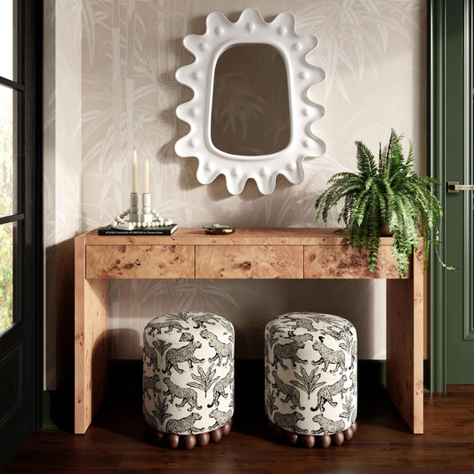 Dex Leopard Performance Jacquard Ottoman