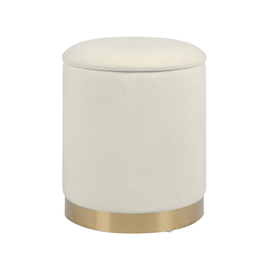 Zoe Cream Chenille Storage Ottoman