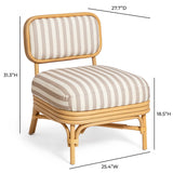 Dorine Striped Performance Linen & Rattan Accent Chair