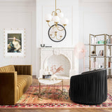 London Pleated Performance Velvet Swivel Accent Chair