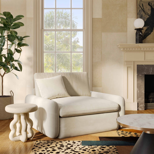 Rachelle Cream Performance Velvet Lounge Chair